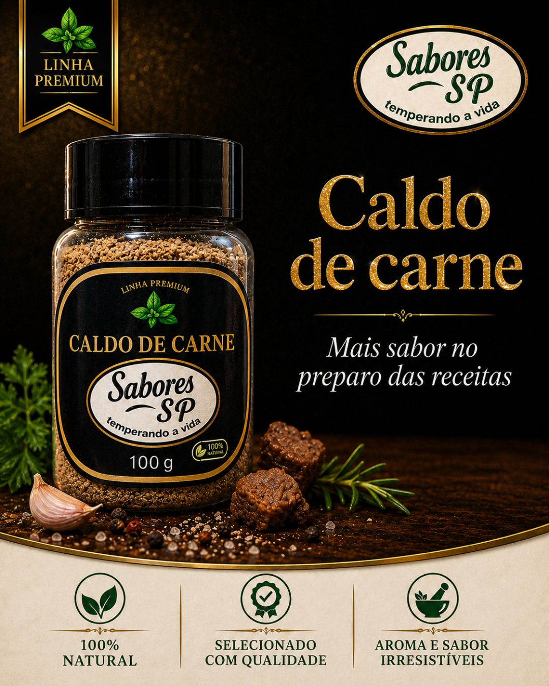 Caldo de Carne Sabores São Paulo — tempero premium 100 g