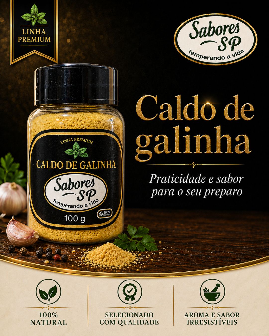 Caldo de Galinha Sabores São Paulo — tempero premium 100 g